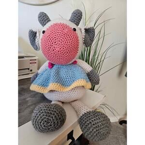 100% Handmade by me Crochet Amigurumi Maybelle the Cow 13.5 inch, new